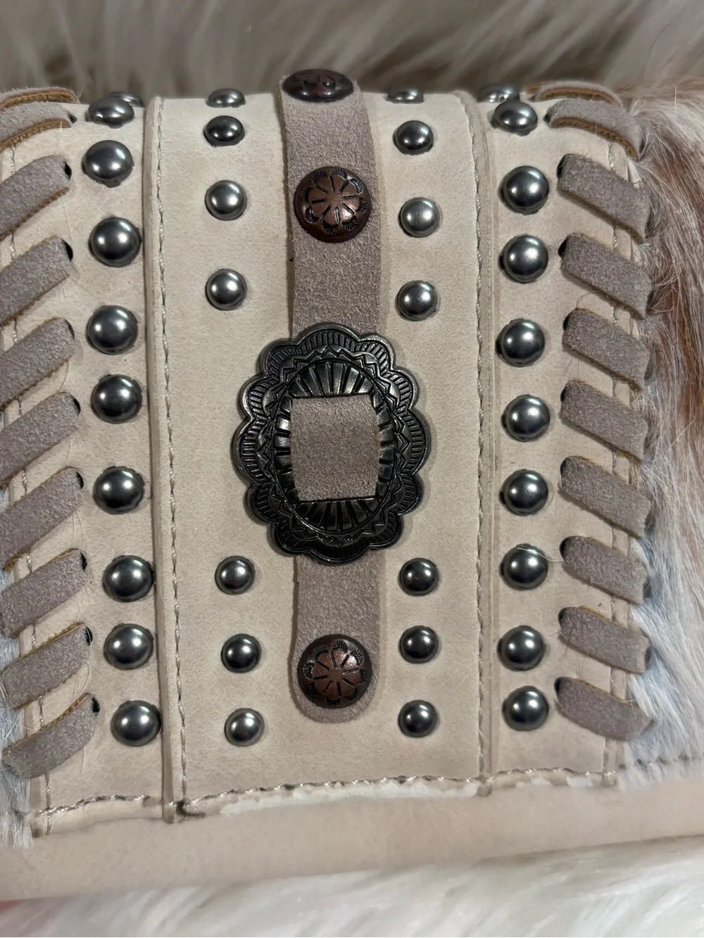 Trinity Ranch Hair On Western Wallet Wristlet Studded Fur Preloved